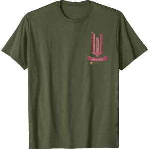 imageWicked Movie Logo Glinda Pink And Gold Wand TShirtOlive Green