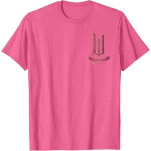 imageWicked Movie Logo Glinda Pink And Gold Wand TShirtPink Heather