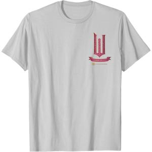 imageWicked Movie Logo Glinda Pink And Gold Wand TShirtSilver Grey
