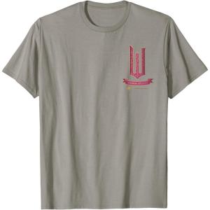 imageWicked Movie Logo Glinda Pink And Gold Wand TShirtSlate Grey