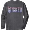 imageWicked For Good Glinda Elegant Logo Front And Back Long Sleeve TShirtDark Heather Grey