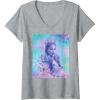 imageWomens Wicked For Good Glinda Close Up Florals VNeck TShirtHeather Grey