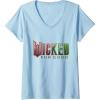 imageWomens Wicked For Good Pink To Green Logo VNeck TShirtBaby Blue