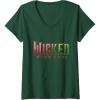 imageWomens Wicked For Good Pink To Green Logo VNeck TShirtDark Green