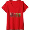 imageWomens Wicked For Good Pink To Green Logo VNeck TShirtRed