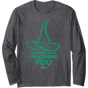 imageWicked For Good Elphaba Watchful Hat Long Sleeve TShirtDark Heather Grey