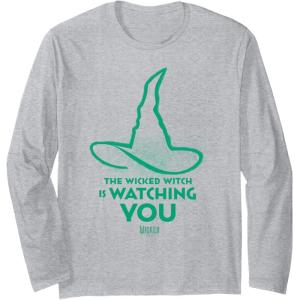imageWicked For Good Elphaba Watchful Hat Long Sleeve TShirtHeather Grey