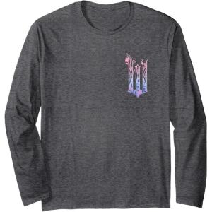imageWicked For Good Glinda Elegant Logo Front And Back Long Sleeve TShirtDark Heather Grey
