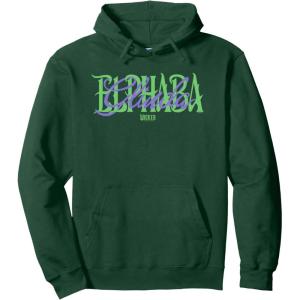 imageWicked For Good Glinda and Elphaba Name Overlay Pullover HoodieDark Green