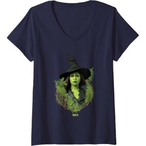 imageWomens Wicked For Good Elphaba Bold Portrait ampamp Greenery VNeck TShirtNavy Blue