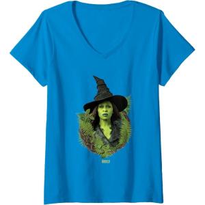 imageWomens Wicked For Good Elphaba Bold Portrait ampamp Greenery VNeck TShirtSapphire Blue