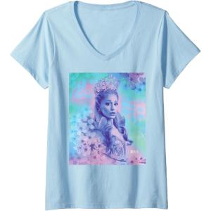 imageWomens Wicked For Good Glinda Close Up Florals VNeck TShirtBaby Blue