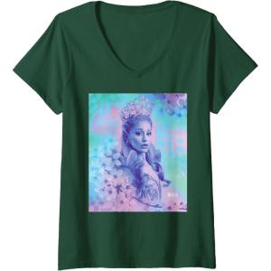 imageWomens Wicked For Good Glinda Close Up Florals VNeck TShirtDark Green