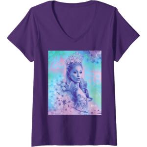 imageWomens Wicked For Good Glinda Close Up Florals VNeck TShirtPurple