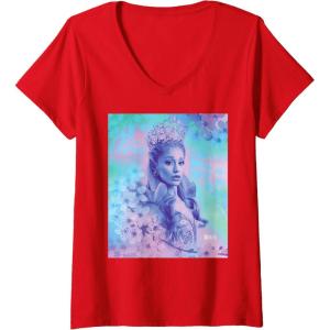 imageWomens Wicked For Good Glinda Close Up Florals VNeck TShirtRed