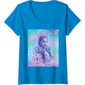 imageWomens Wicked For Good Glinda Close Up Florals VNeck TShirtSapphire Blue