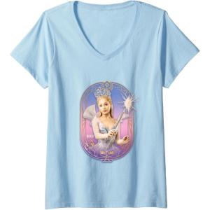 imageWomens Wicked For Good Glinda Sparkling Wand VNeck TShirtBaby Blue