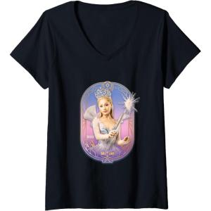 imageWomens Wicked For Good Glinda Sparkling Wand VNeck TShirtBlack