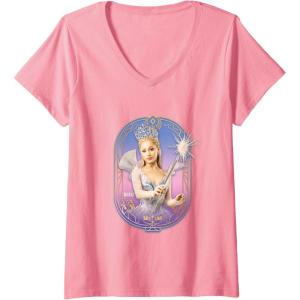 imageWomens Wicked For Good Glinda Sparkling Wand VNeck TShirtPink