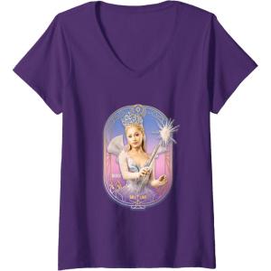 imageWomens Wicked For Good Glinda Sparkling Wand VNeck TShirtPurple