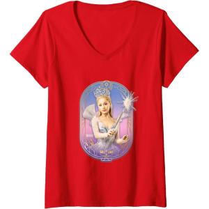 imageWomens Wicked For Good Glinda Sparkling Wand VNeck TShirtRed