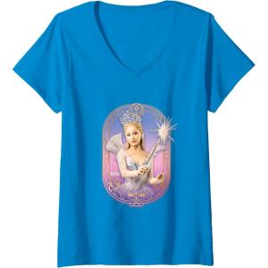 imageWomens Wicked For Good Glinda Sparkling Wand VNeck TShirtSapphire Blue