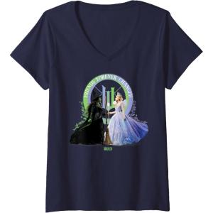 imageWomens Wicked For Good Glinda and Elphaba Friends Forever Changed VNeck TShirtNavy Blue
