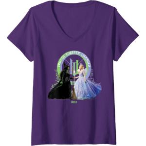 imageWomens Wicked For Good Glinda and Elphaba Friends Forever Changed VNeck TShirtPurple