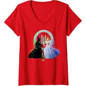 imageWomens Wicked For Good Glinda and Elphaba Friends Forever Changed VNeck TShirtRed