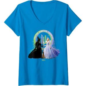 imageWomens Wicked For Good Glinda and Elphaba Friends Forever Changed VNeck TShirtSapphire Blue