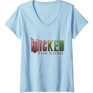 imageWomens Wicked For Good Pink To Green Logo VNeck TShirtBaby Blue
