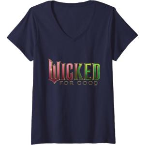 imageWomens Wicked For Good Pink To Green Logo VNeck TShirtNavy Blue