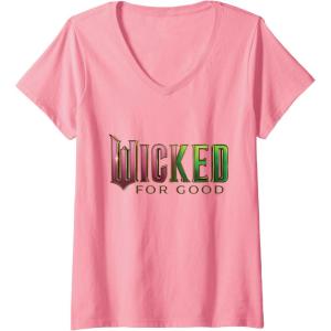 imageWomens Wicked For Good Pink To Green Logo VNeck TShirtPink