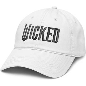 imageWicked Movie Black Logo Adjustable Puff Embroidered Baseball HatWhite