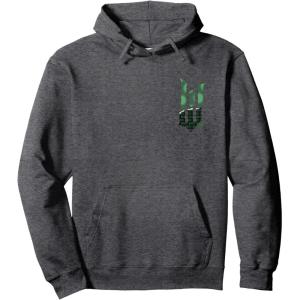 imageWicked For Good Torn Green Logo Front And Back Pullover HoodieDark Heather Grey