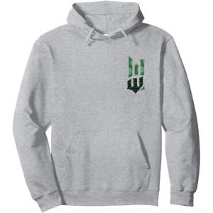 imageWicked For Good Torn Green Logo Front And Back Pullover HoodieHeather Grey
