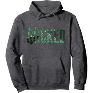 imageWicked For Good Torn Green Collage Logo Pullover HoodieDark Heather Grey