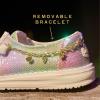 imageHEYDUDE Womens Wendy Wicked  Lightweight SlipOn Womens Loafers with Removable Charm AnkletPink MultiWhite
