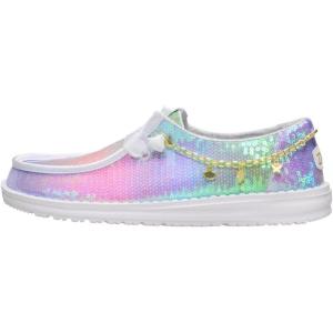 imageHEYDUDE Womens Wendy Wicked  Lightweight SlipOn Womens Loafers with Removable Charm AnkletPink MultiWhite