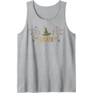 imageWicked Movie Logo Elphaba Hat Floral Tank TopHeather Grey