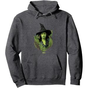 imageWicked For Good Elphaba Bold Portrait ampamp Greenery Pullover HoodieDark Heather Grey