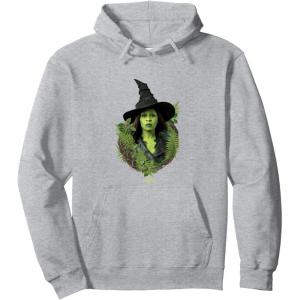 imageWicked For Good Elphaba Bold Portrait ampamp Greenery Pullover HoodieHeather Grey