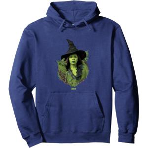 imageWicked For Good Elphaba Bold Portrait ampamp Greenery Pullover HoodieNavy Blue