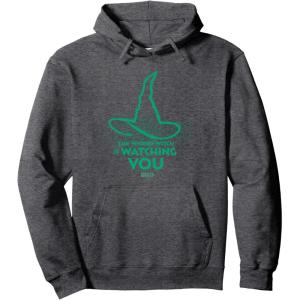 imageWicked For Good Elphaba Watchful Hat Pullover HoodieDark Heather Grey