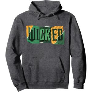 imageWicked For Good Torn Patchwork Logo Pullover HoodieDark Heather Grey