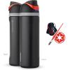 imageOwala Wicked FreeSip Insulated Stainless Steel Water Bottle with Straw for Sports and Travel BPAFree Sports Water Bottle 32 oz Glinda PinkDarth Vader