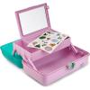 imageCaboodles OnTheGo Girl Makeup Box Wicked For Good Glinda Glam Limited Edition Hard Plastic Makeup Organizer Box BuiltIn Mirror Secure Latch Includes a WickedThemed Sticker SheetTeal Lavender