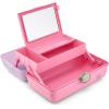 imageCaboodles OnTheGo Girl Makeup Box Wicked For Good Glinda Glam Limited Edition Hard Plastic Makeup Organizer Box BuiltIn Mirror Secure Latch Includes a WickedThemed Sticker SheetLavender Pink Sparkle