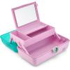 imageCaboodles OnTheGo Girl Makeup Box Wicked For Good Glinda Glam Limited Edition Hard Plastic Makeup Organizer Box BuiltIn Mirror Secure Latch Includes a WickedThemed Sticker SheetTeal Lavender