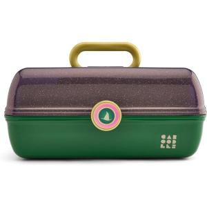 imageCaboodles OnTheGo Girl Makeup Box Wicked For Good Glinda Glam Limited Edition Hard Plastic Makeup Organizer Box BuiltIn Mirror Secure Latch Includes a WickedThemed Sticker SheetWicked Elphaba  Purple Sparkle Over Green